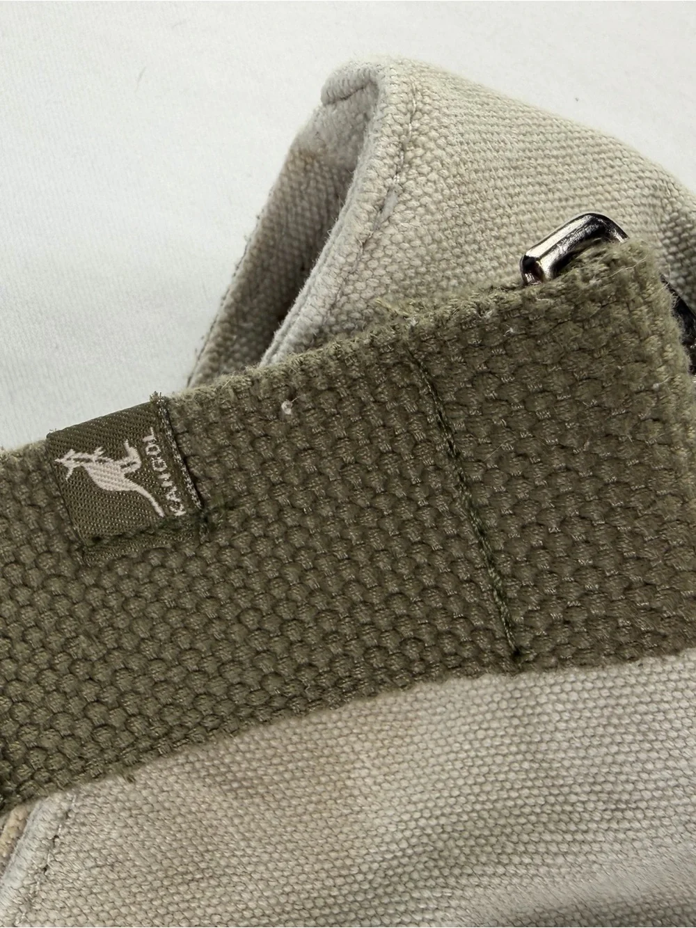 Kangol Canvas Tan and Olive Green Canvas Folding Messenger Bag Adjustable Strap